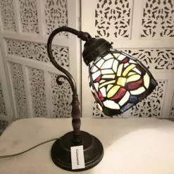 Lampada Tiffany Da Comodino Verde E Viola H34