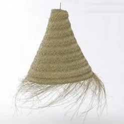 Lampadario Intreccio Paglia Seagress Con Frange A Cono Cm 50