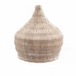 Lampadario Intreccio Rattan Bianco A Campana Cm50x60h