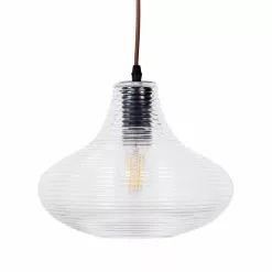 Lampadario Olivia Sospensione Vetro Rigato Cm 25