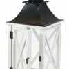 Lanterna Legno Bianco Finestrata Tetto Metallo Nero 47h -Vendite Cucina e tavola Lanterna legno bianco finestrata tetto metallo nero 47h thumbnail 500x500 70
