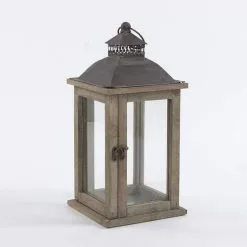 Lanterna Legno Naturale Tetto Grigio 36h