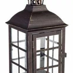 Lanterna Metallo Nero Sfumature Oro Finestrata 35h