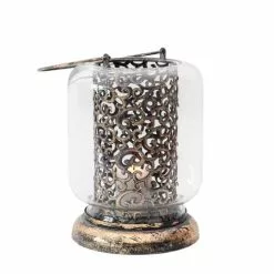 Lanterna Tonda Con Manico Metallo Dorato Antico