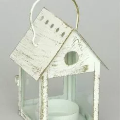 Lanternina Casetta Metallo Bianco 12h