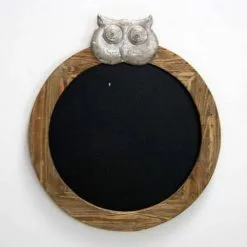Lavagna Legno Naturale Tonda Con Gufo