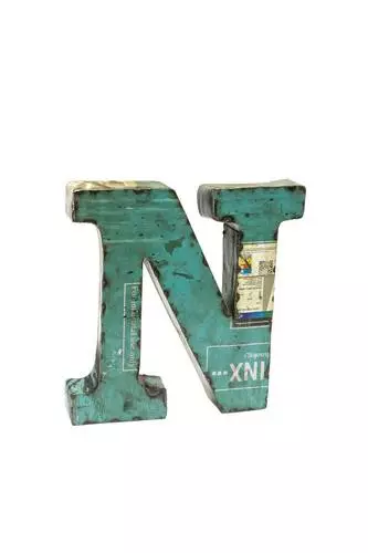 Lettera Metallo N Vintage Colorata