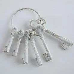 Mazzo Di 6 Chiavi Decorative Ferro Bianco