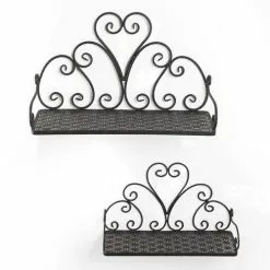 Mensola Ferro Marrone Con Riccioli Cuore