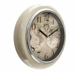 Orologio Metallo Grigio Da Parete Mappa Globi Cm 29