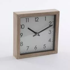 Orologio Quadrato Legno Naturale Da Parete 25x25
