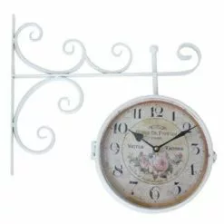 Orologio Stazione Bianco Stampa Rose Doppia Faccia