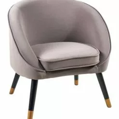 Poltrona Isadora Velluto Grigio Gambe Legno Nero