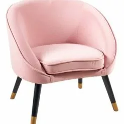 Poltrona Isadora Velluto Rosa Gambe Legno Nero