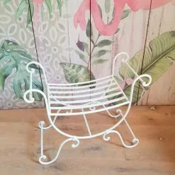 Panca Riccioli Ferro Battuto Bianco 66cm