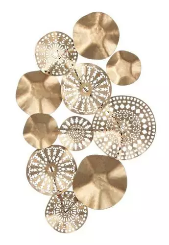 Pannello Decorativo Da Parete Metallo Tondi Oro 62x93