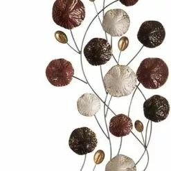 Pannello Foglie Toni Bronzo Bianco E Nero In Metallo