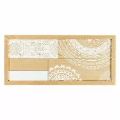 Pannello Portachiavi Legno Naturale Disegni Mandala 5 Ganci