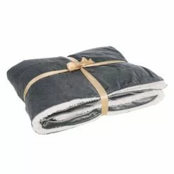 Plaid Velluto Grigio Con Interno Bianco 140x160