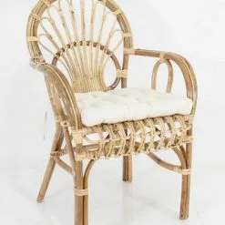 Poltrona Rattan Naturale Modello Sole Schienale Alto C/cuscino