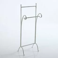 Porta Asciugamani A Piantana Ferro Bianco 2 Posti