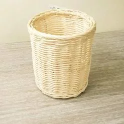Cestino Porta Grissini Intrecciato In Midollino Naturale 13h