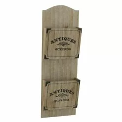 Porta Posta Legno Naturale Antiques Da Muro Due Tasche
