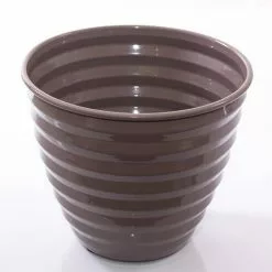 Porta Vaso Latta Grigio Smaltato Onde Cm26x22h