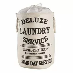 Portabiancheria Tessuto Tondo Deluxe Laundry Sacca Con Maniglie Bianco