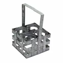 Portabottiglie Metallo Zincato Con Maniglia 4 Posti