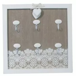 Pannello Portachiavi Legno Grigio Decoro Trina