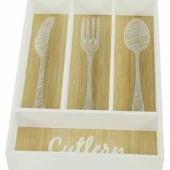 Portaposate Da Cassetto Legno Bianco E Naturale Cutlery