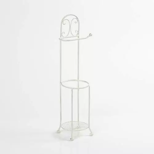 Portarotolo Da Bagno Ferro Bianco Shabby Con Scorta