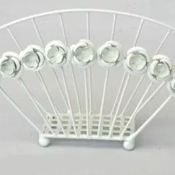 Portatovaglioli Da Tavolo Ferro Bianco Con Roselline