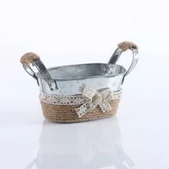Portavasi Latta Ovale Fiocco Iuta
