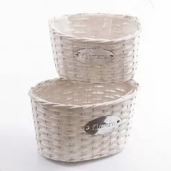 Portavasi Ovale Intreccio Bianco Flowers