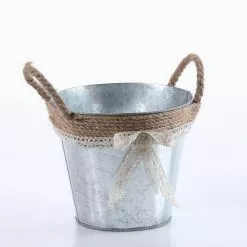 Portavaso Tondo Latta Zincata Fiocco Iuta Cm 19