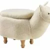 Pouf Animale Alpaca Pelliccia Bianca Contenitore