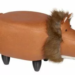 Pouf Animale Leone Ecopelle Piedini Legno