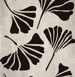 Quadro A Olio Foglie Ginko Nere 60x100