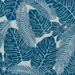 Quadro A Olio Foglie Tropicali Blu 70x70