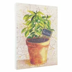Quadro Dipinto Pianta Aromatica Basilico 13x18h