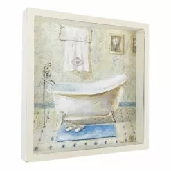 Quadro Dipinto Vasca Da Bagno Tappeto Pois Blu 26x26