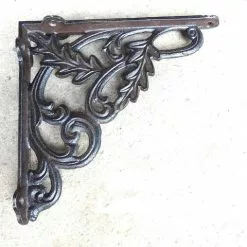 Reggimensola In Ferro Nero Decoro Foglie Cm20