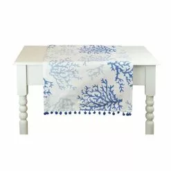 Runner Coralli Blu Cotone Da Tavolo 45x145