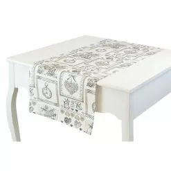 Runner Cotone Ecru Stampa Shabby Cuori E Orologi 45x140