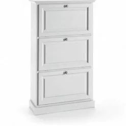 Scarpiera Legno Bianco 3 Ante Modello Classico