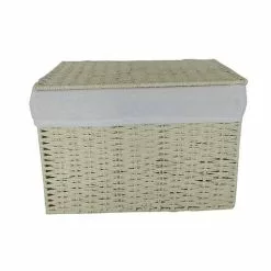 Scatola Intreccio Rafia Sintetica Beige Con Fodera