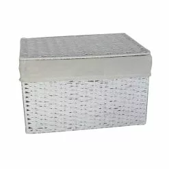 Scatola Intreccio Rafia Sintetica Bianca Con Fodera