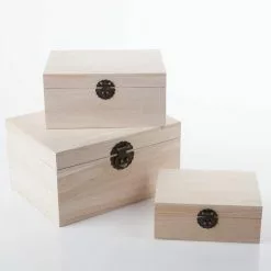 Scatola Legno Grezzo Rettangolare Con Chiusura